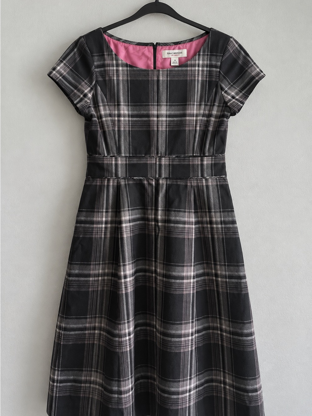 Isaac Mizrahi for Target Black and Pink Plaid Fit-and-Flare Midi Dress